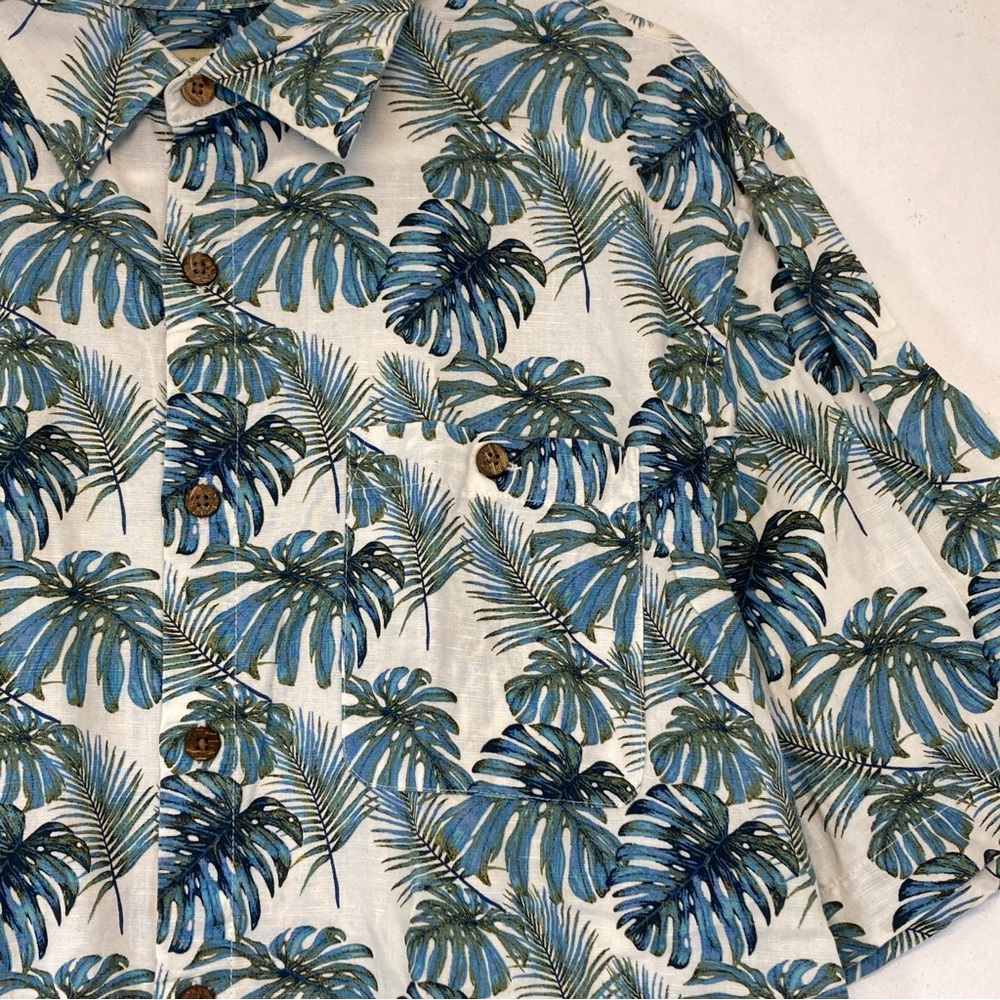 Island Shores Tropical Leaf Print Men's Shirt Size M - Picture 6 of 16